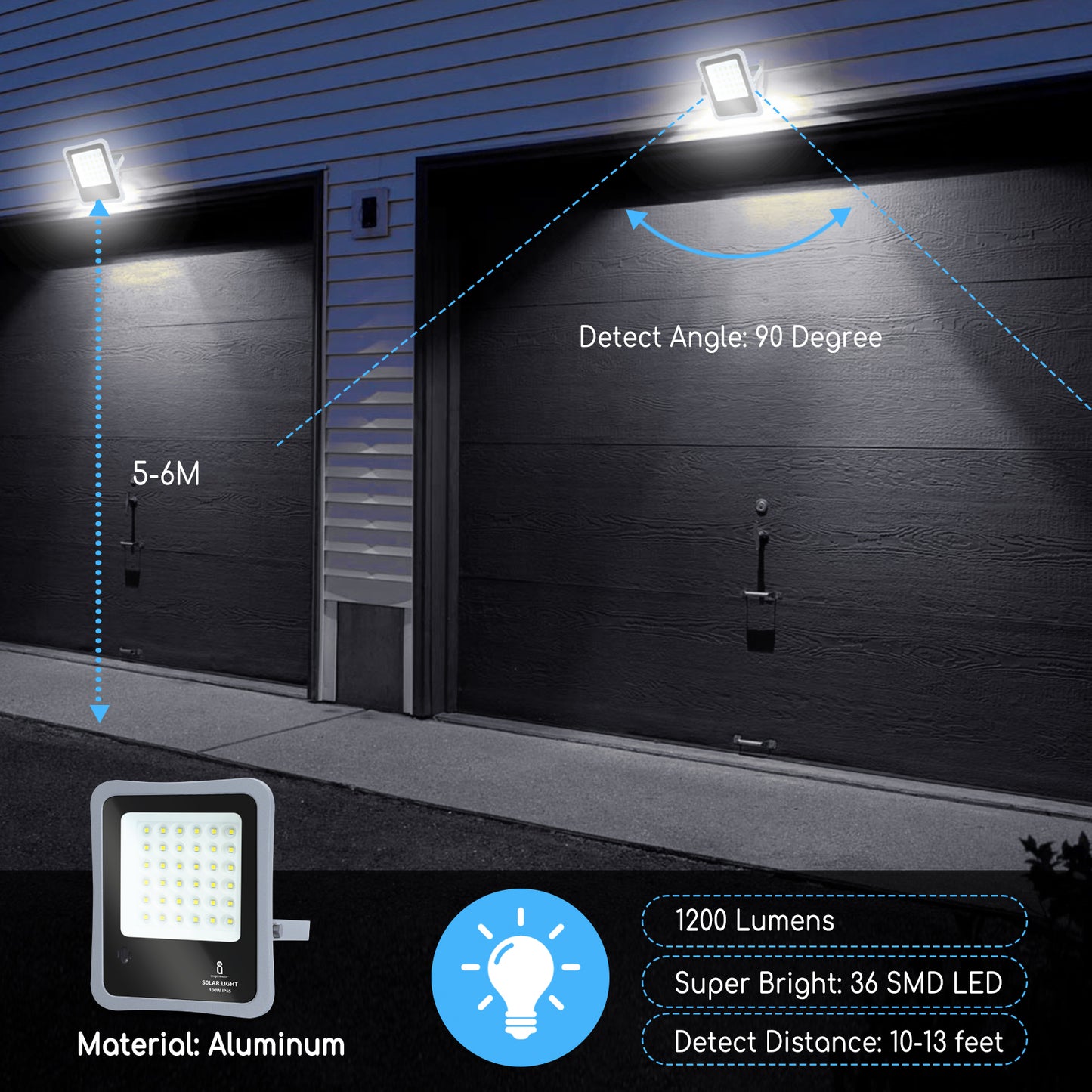 Aigostar LED FLOOD LIGHT WITH SOLAR PANEL02 100W 6500K