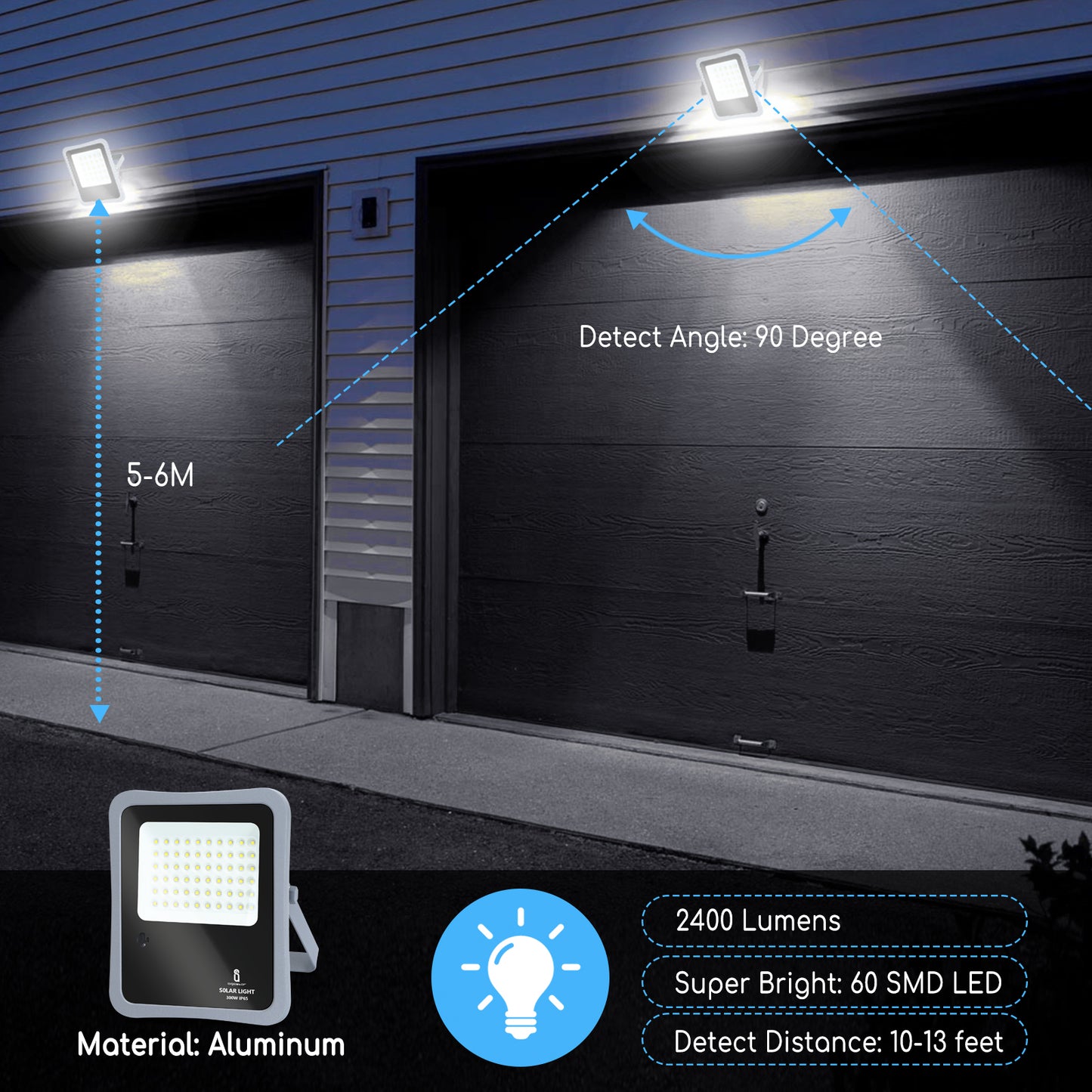 Aigostar LED FLOOD LIGHT WITH SOLAR PANEL02 300W 6500K