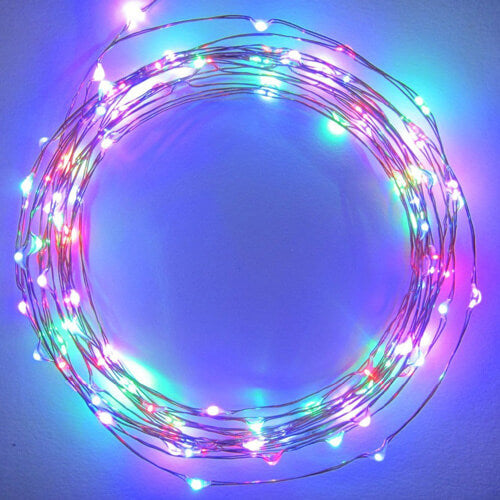 Stringa Led RGB Dinamica Filo Rame Copper Wire String 10 Metri 100 Led IP67 Cielo Stellato Per Decorazione Festa Nozze Addobbi Natalizi Alimentata a Pile
