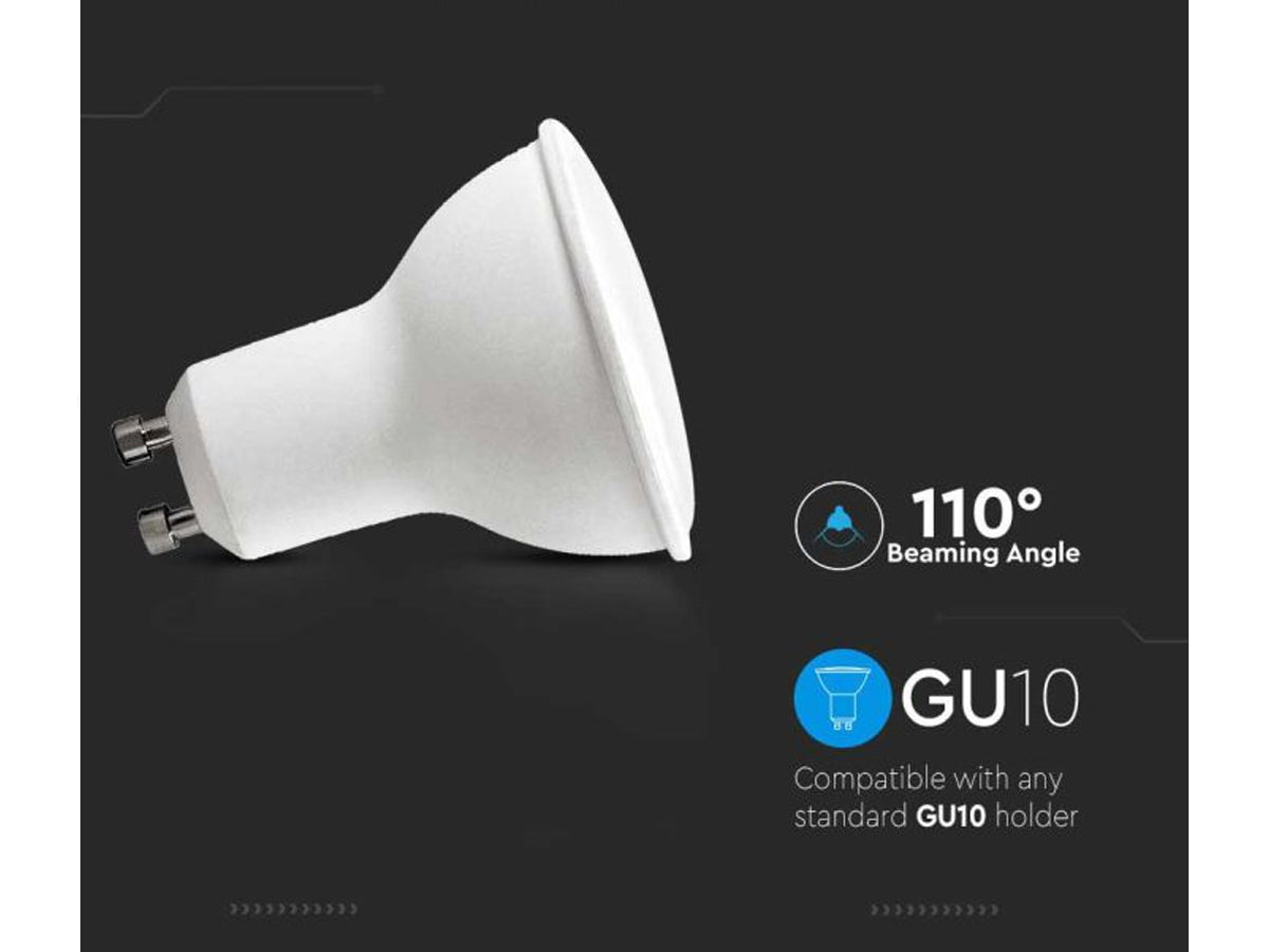 6 PZ Lampada Led GU10 5W 220V 110 Gradi Bianco Freddo 6400K Diffusore Opale SKU-2741