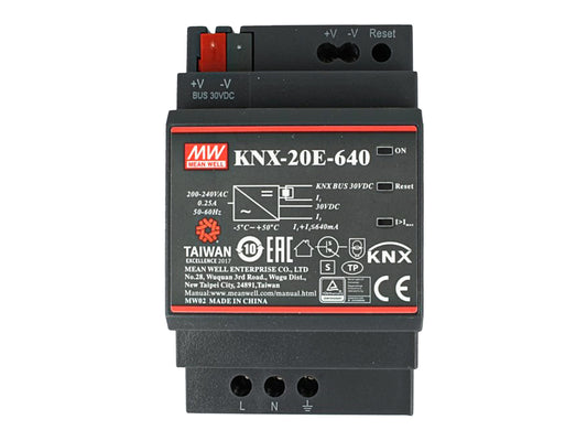 MeanWell KNX-20E-640 Alimentatore KNX 30V 640 mA 19,2W Konnex Per Guida DIN Binario