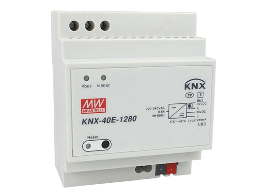 MeanWell KNX-40E-1280 Alimentatore KNX 30V 1280 mA 38,4W Konnex Per Guida DIN Binario