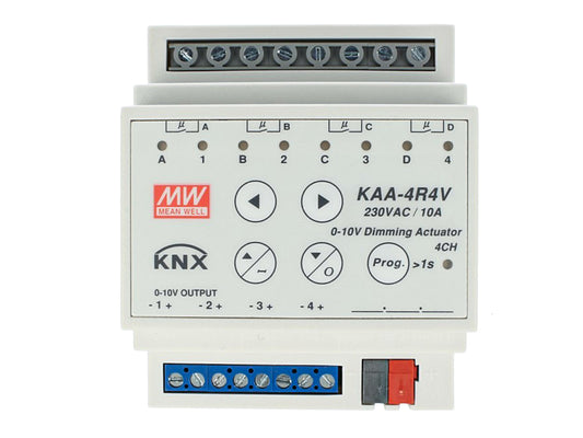 MeanWell KAA-4R4V-10 Attuatore KNX Led Dimmer 0-10V 4 Canali 10A Konnex Per Guida DIN Binario