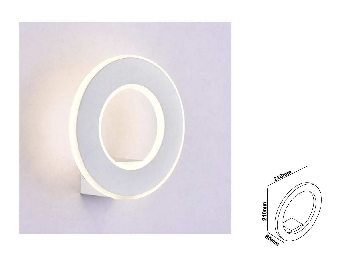 Applique Lampada LED da Muro Circolare 9W 4000K Carcassa Bianca IP20 Effetto Sole SKU-8226
