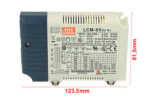 Led Driver CC Meanwell LCM-60 Dimmerabile 0/1-10V 10V PWM Resistance Corrente Costante Modulare 500/600/700/900/1050/1400mA