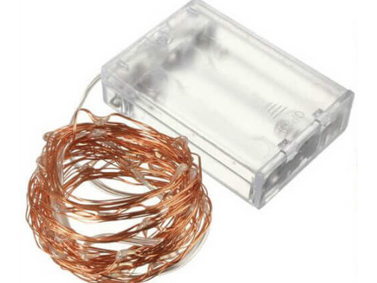 Stringa Led Bianco Freddo Filo Rame Copper Wire String 10 Metri 100 Led IP67 Cielo Stellato Per Decorazione Festa Nozze Addobbi Natalizi Alimentata a Pile